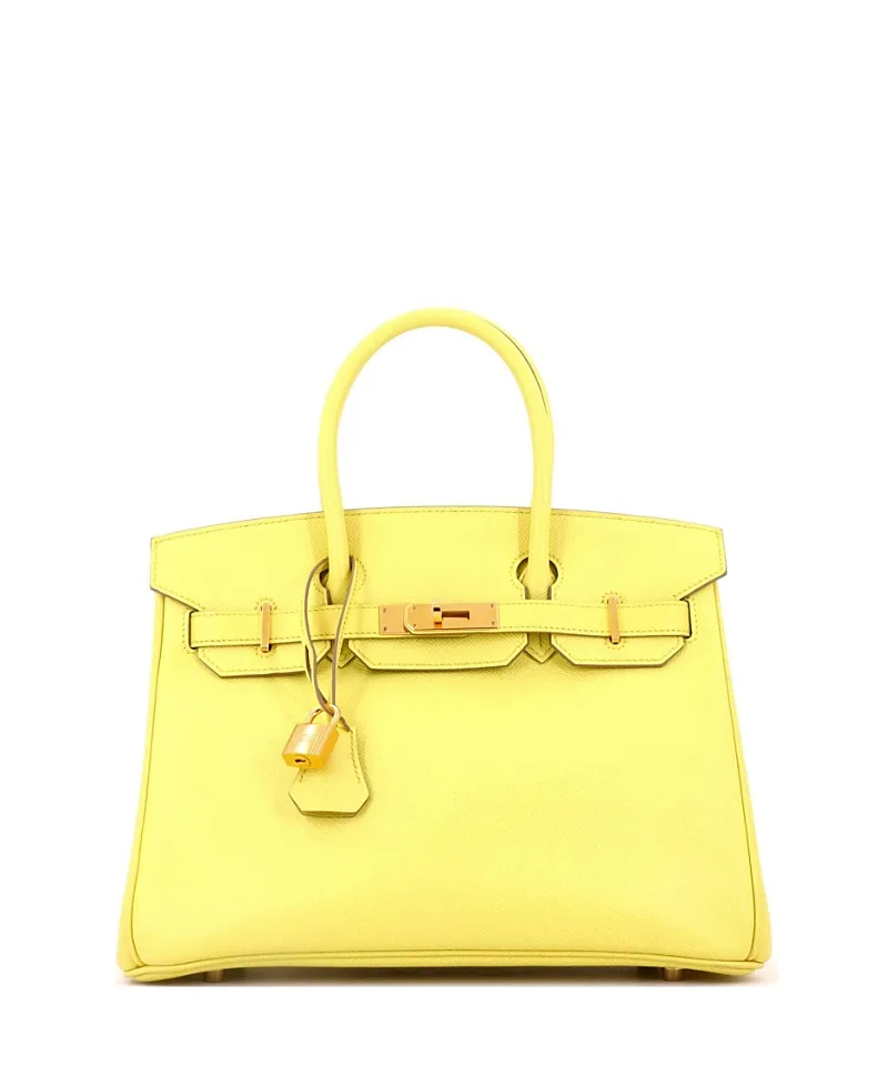 Pre-Owned Birkin 30 Handbag Yellow Epsom with Gold Hardware by Hermes