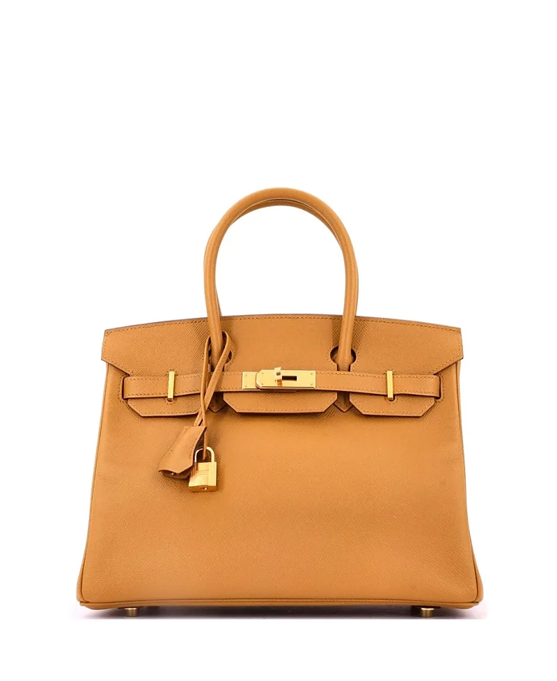 Pre-Owned Birkin 30 Handbag Brown Epsom with Gold Hardware by Hermes
