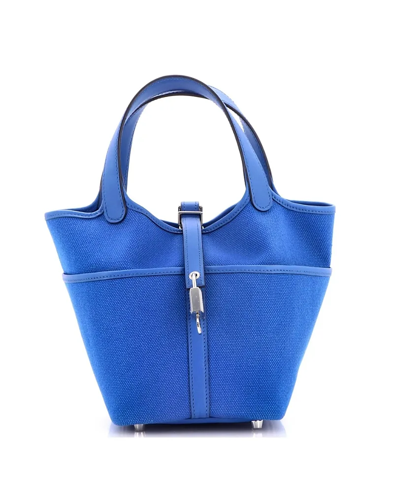 Pre-Owned Pm Cargo Picotin Lock Bag Canvas and Swift by Hermes