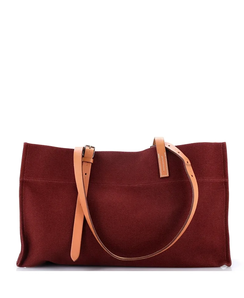 Pre-Owned Etriviere Elan Shopping Tote Toile and Leather by Hermes
