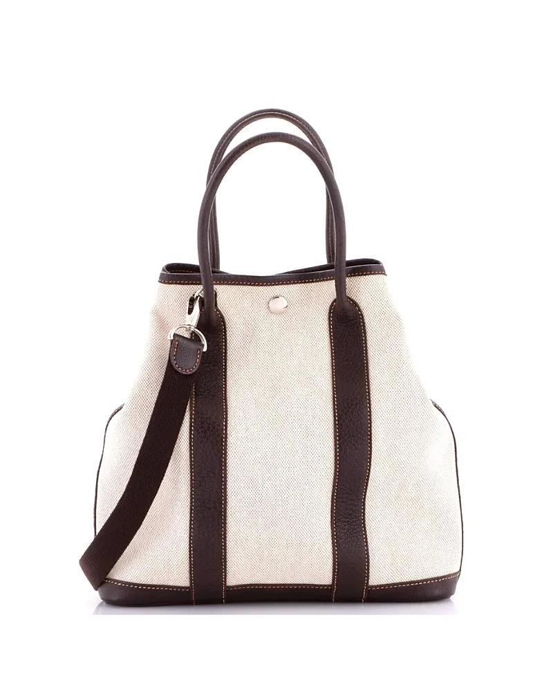 Pre-Owned 28 Garden File Tote Toile and Leather by Hermes