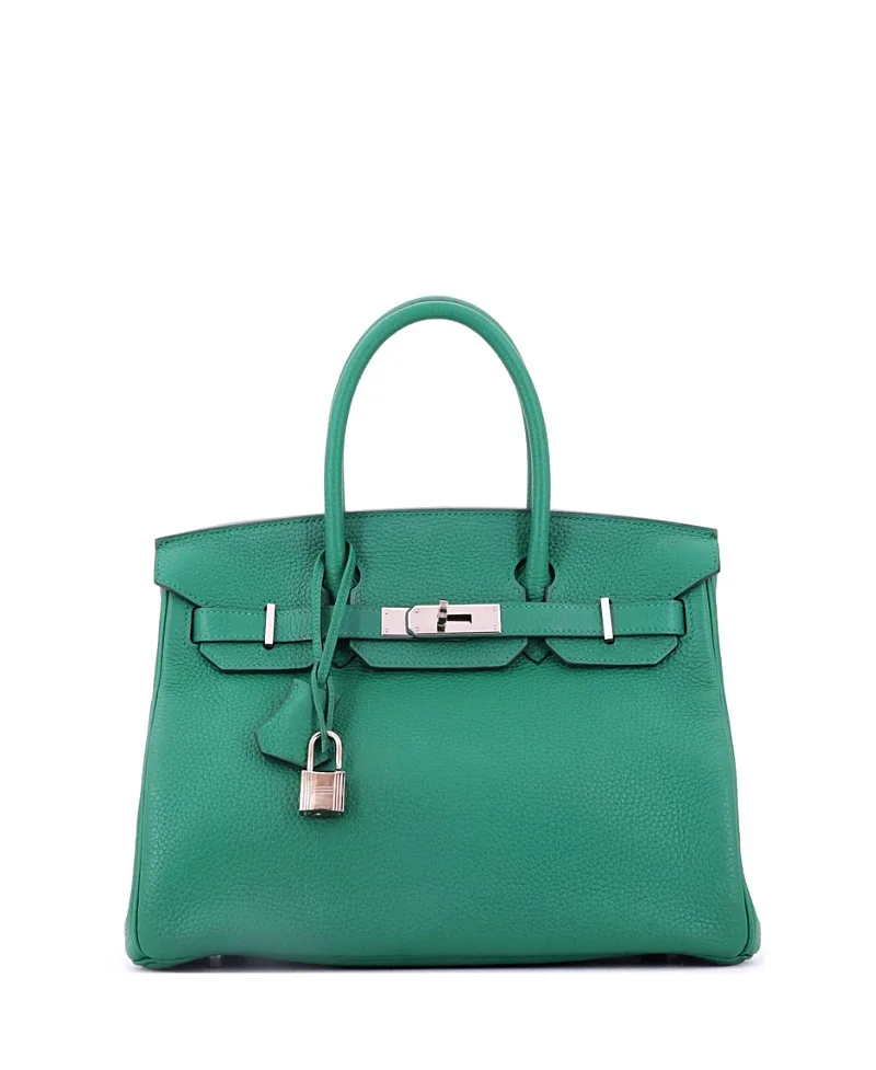 Pre-Owned Birkin 30 Handbag Togo with Palladium Hardware by Hermes