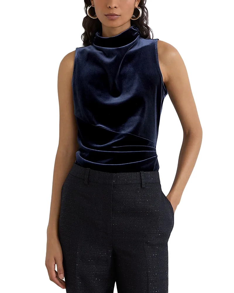 Remi Stretch Velvet Funnel Neck Top