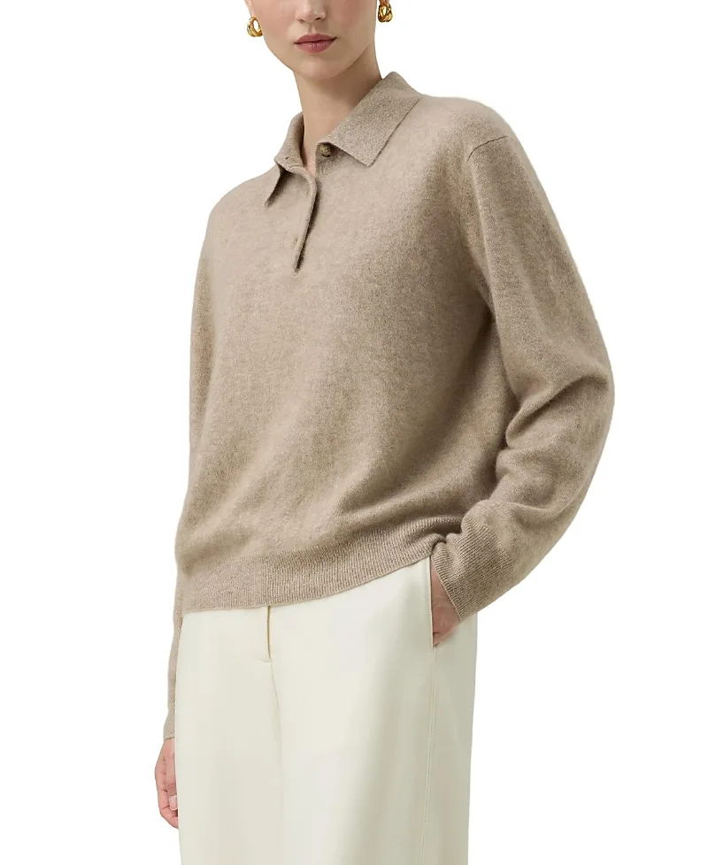 Brushed Cashmere Polo Sweater