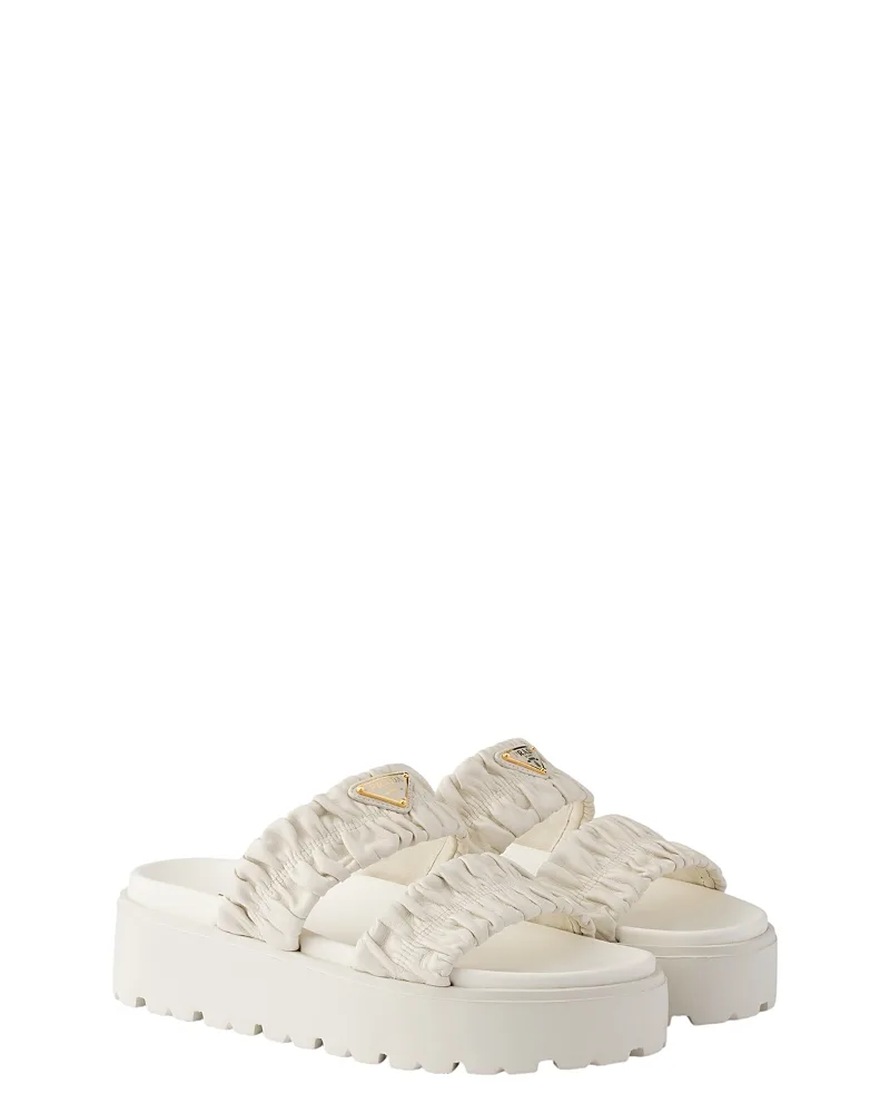 Matelasse Nappa Leather Flatform Slides by Prada