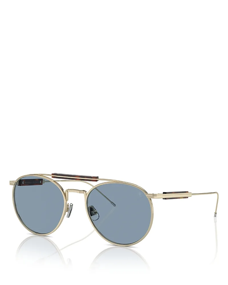 Multimaterico Story Round Sunglasses, 52mm by Brunello Cucinelli