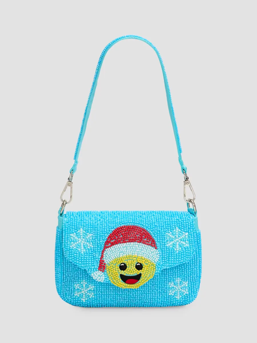 Beaded Santa Emoji Bag by Bari Lynn