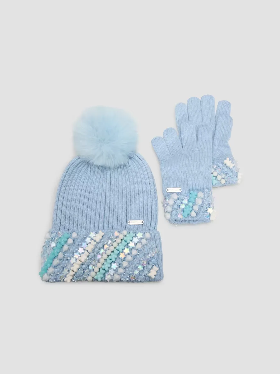 Charm Knit Beanie & Glove Set by Bari Lynn