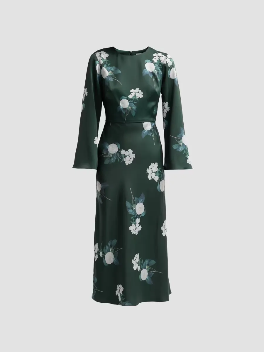 Tyra Floral Satin Midi Dress