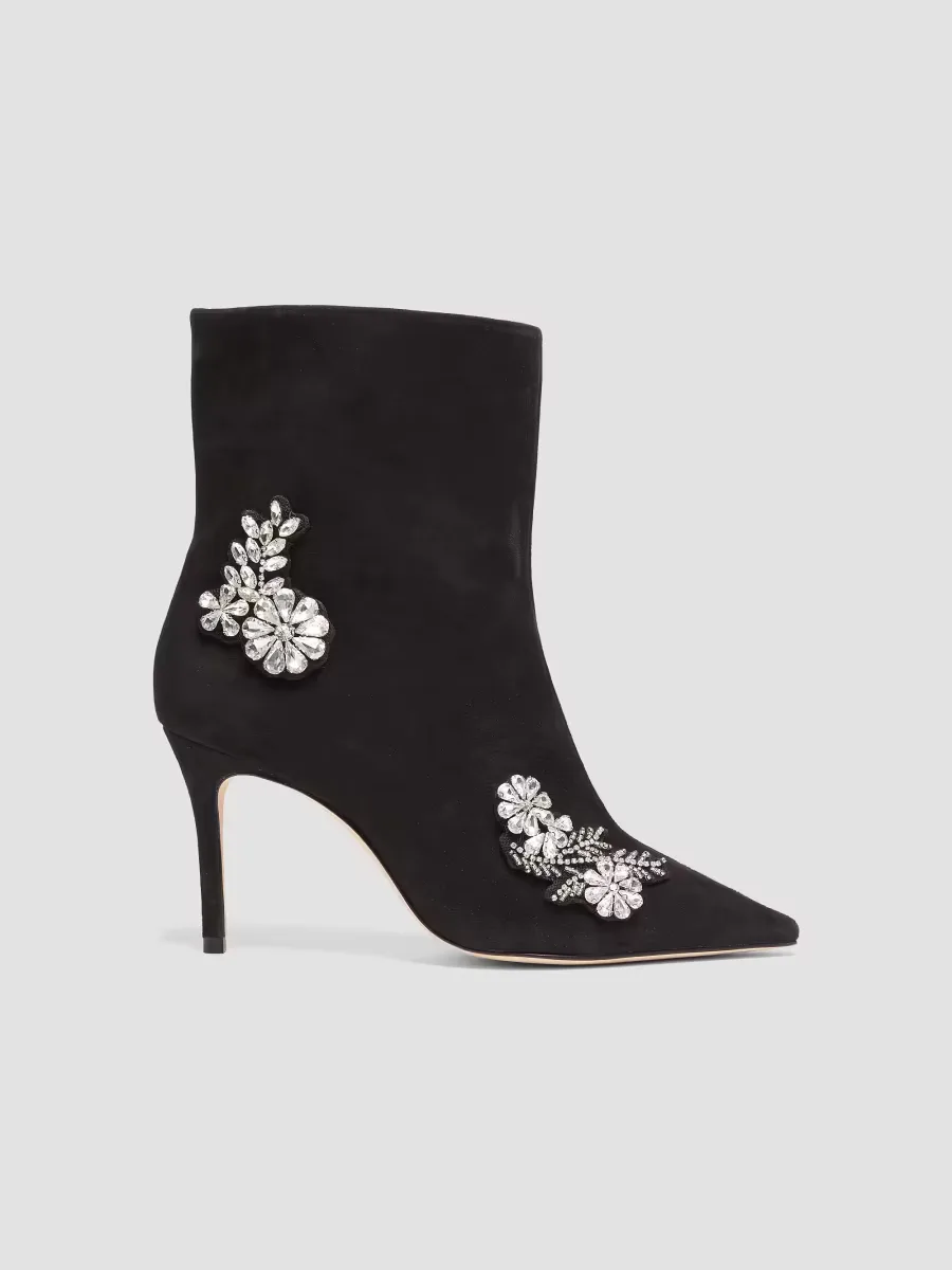 Mia 85MM Crystal Appliqué Suede Ankle Boots by Cinq  Sept
