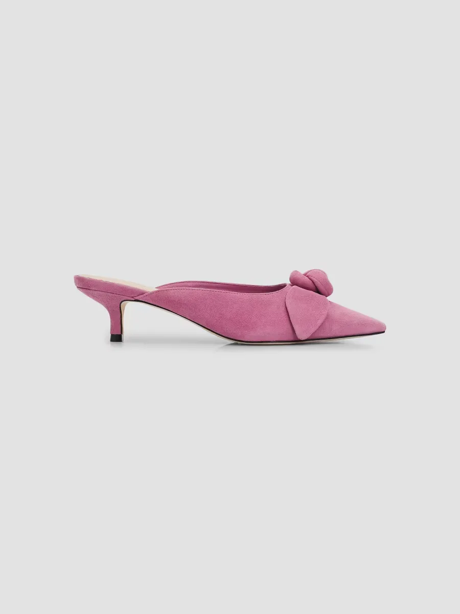 Layla 50MM Knotted-Rose Suede Kitten-Heel Mules by Cinq  Sept