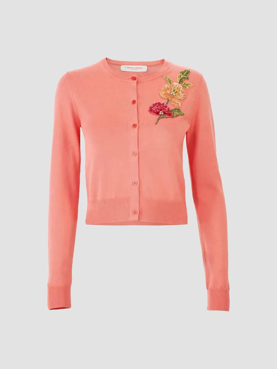 Floral Embroidered Silk-Cotton Cardigan