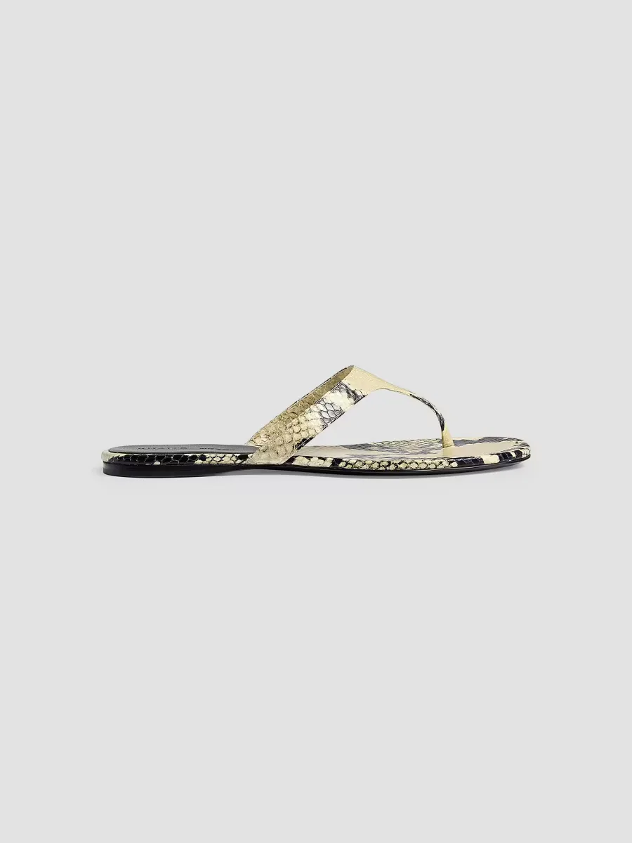 Archer Snakeskin-Print Leather Flat Sandals by Khaite