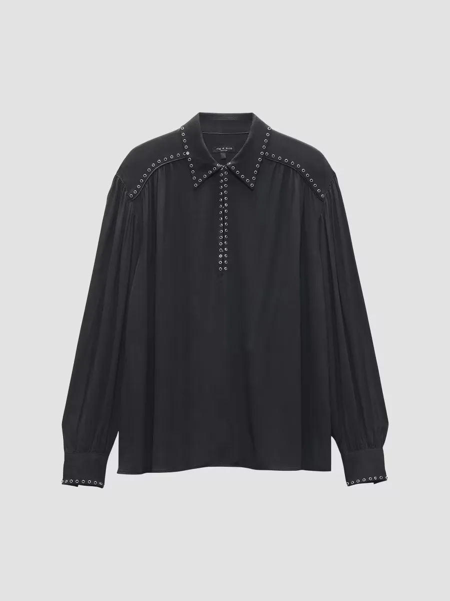Emmy Eyelet Long-Sleeve Blouse