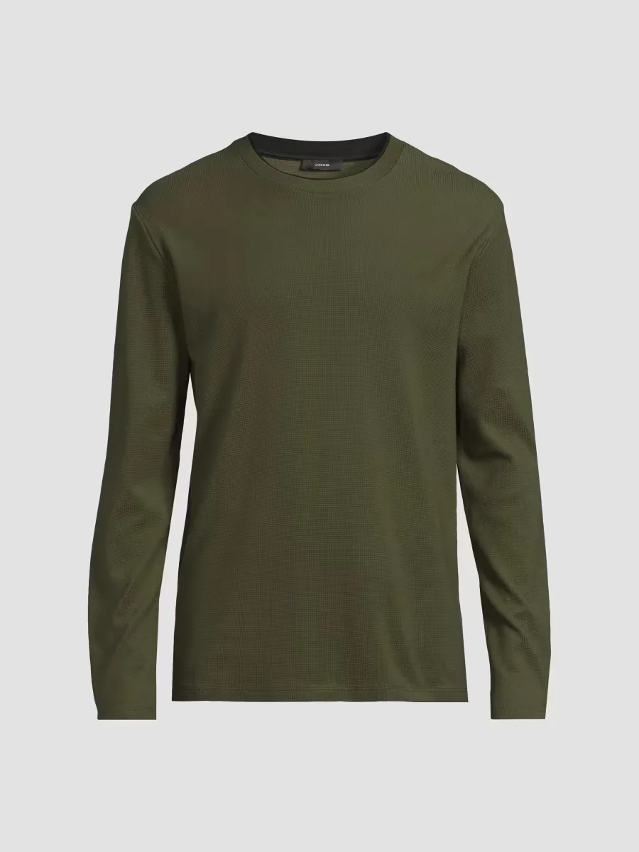Microwaffle Cotton Crewneck Top by Vince
