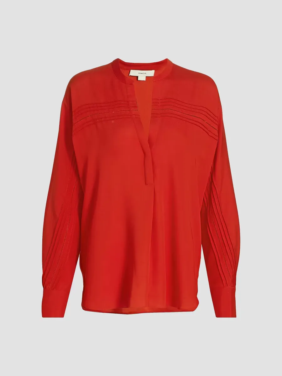 Pintuck Satin Blouse by Vince