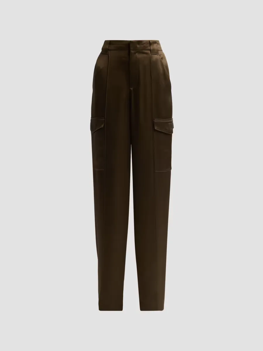 Satin Utility High-Waist Trousers by Vince