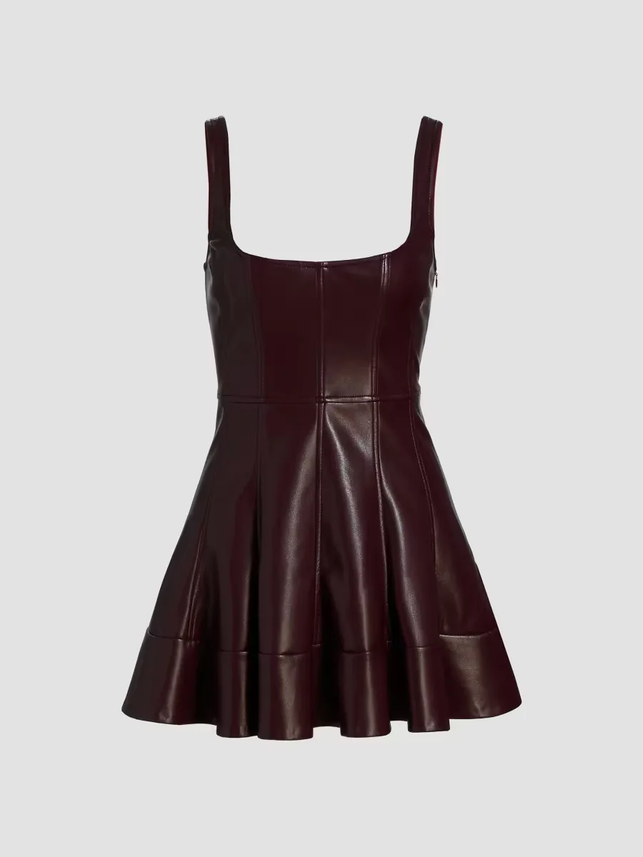 Fauber Faux-Leather Minidress by LoveShackFancy