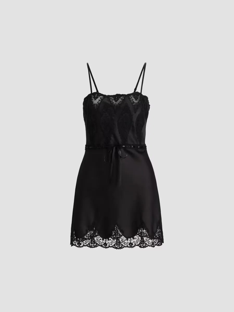 Sanna Lace-Trimmed Satin Minidress by LoveShackFancy