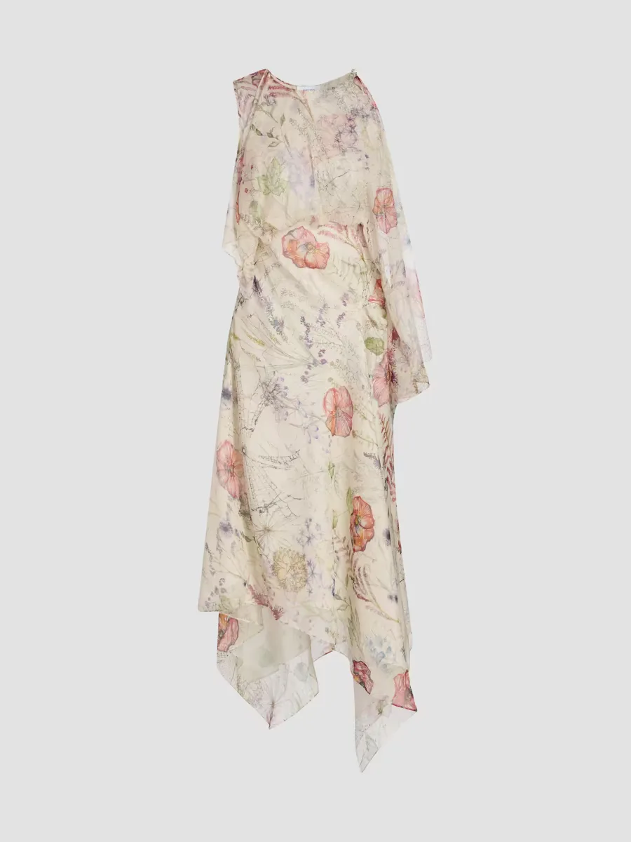 Day Spiderweb Floral Silk Midi-Dress by McQueen
