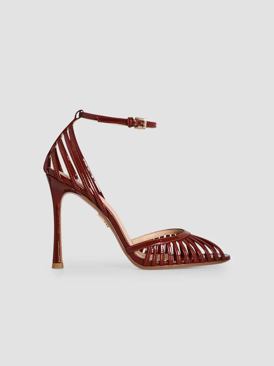 Analu 105MM Python-Embossed Leather Heel Sandals by Retrofête