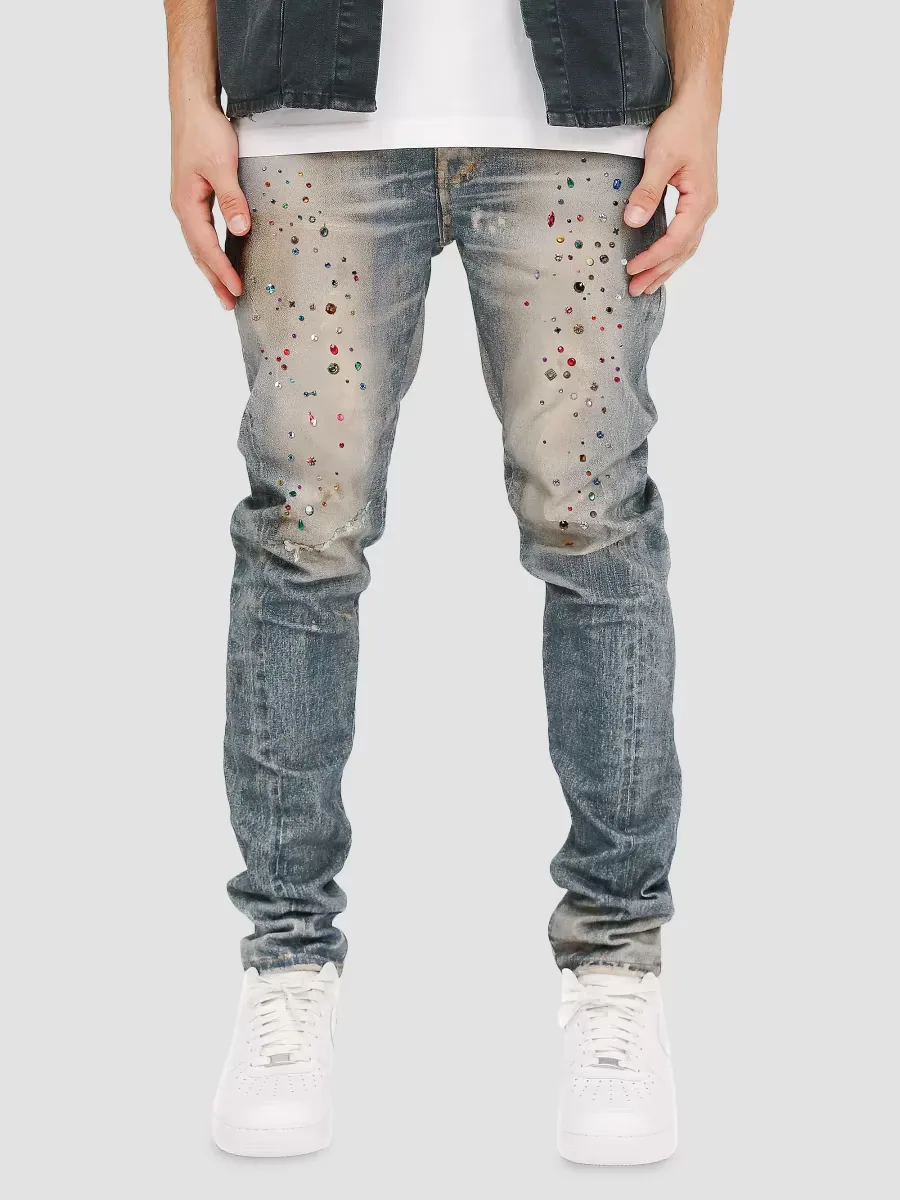 Embellished Distressed Denim Skinny Jeans by Purple Brand