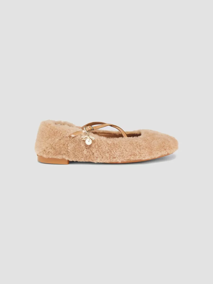 Eleri Shearling Ballet Flats by Jimmy Choo