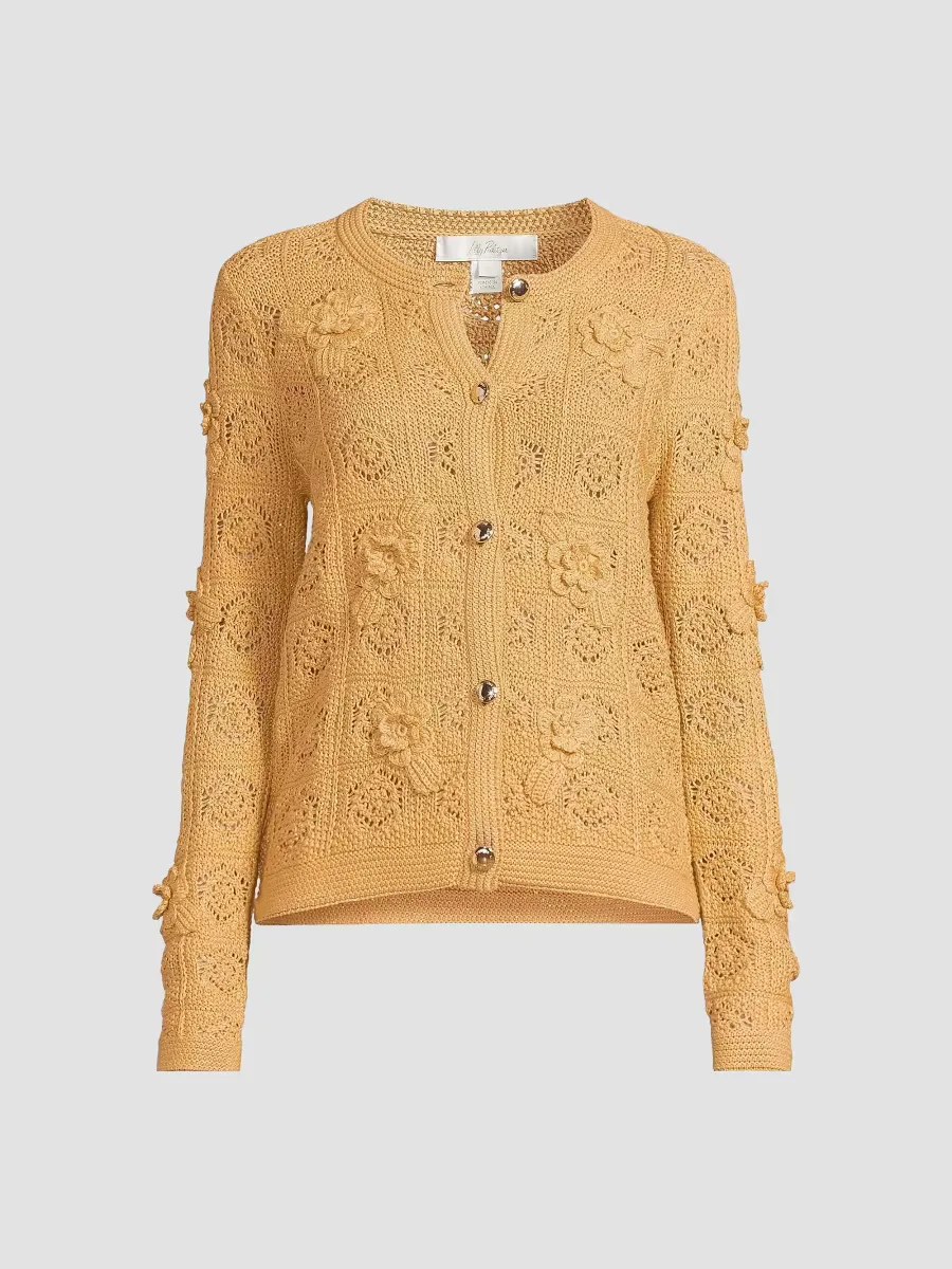 Lenalie Floral-Crochet Cardigan - Rattan Metallic Crochet by Lilly Pulitzer