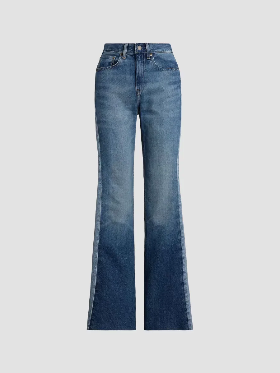 3X1 Rigid Contrast-Panel Flared Jeans - Boyne Wash by Polo Ralph Lauren