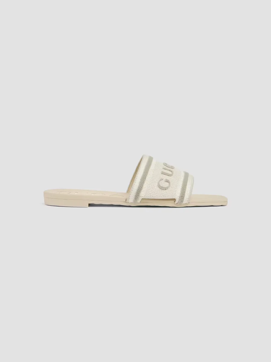 Luna Logo Cotton Canvas Sandals by Gucci