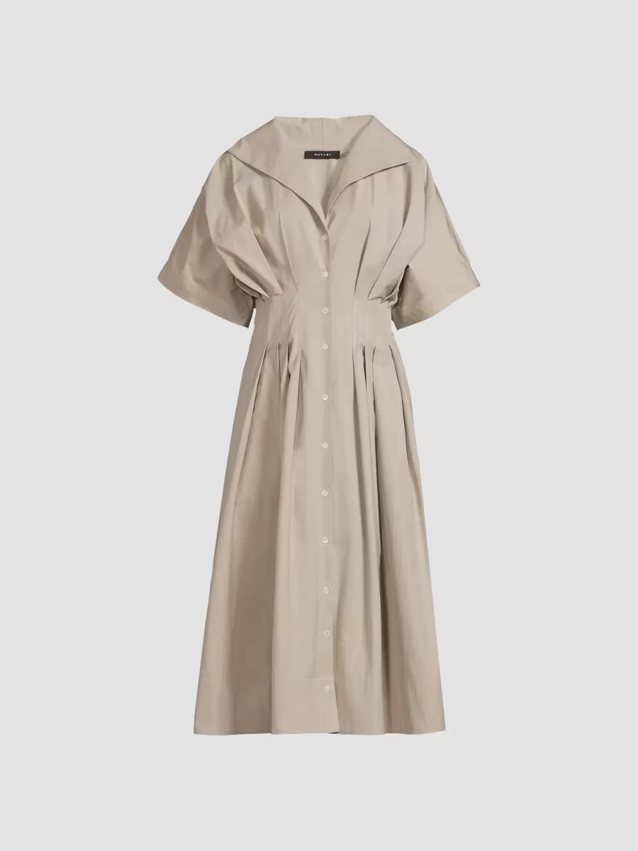 Tech Cotton Taffeta Pleat Release Dress by Natori
