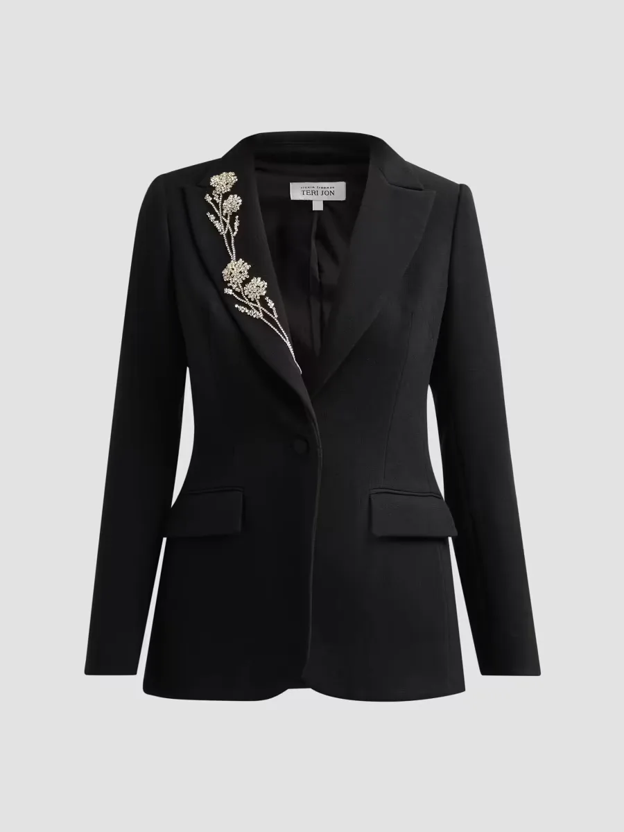 Teri Jon by Rickie Freeman Embellished Crepe Blazer by Teri Jon