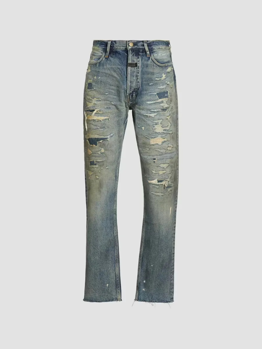 Repaired Straight-Leg Jeans - Repaired Vintage Indigo by Fear of God