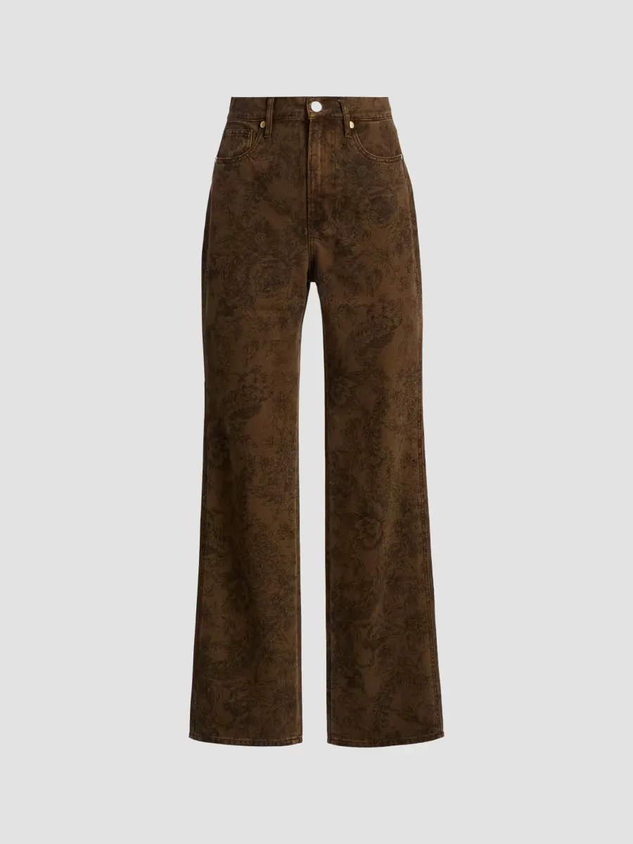 Dylan Rose-Pattern High-Rise Straight-Leg Jeans by Veronica Beard
