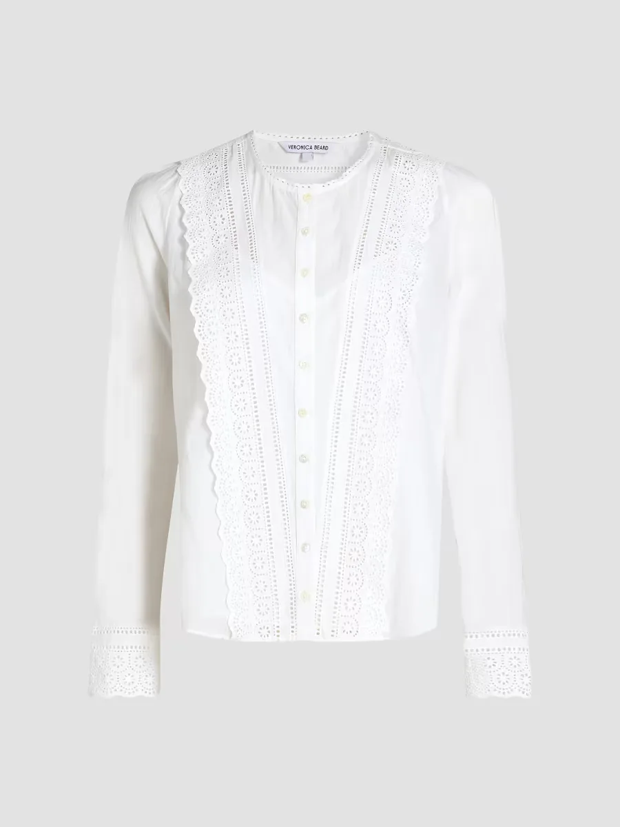 Clermont Lace Cotton Blouse by Veronica Beard