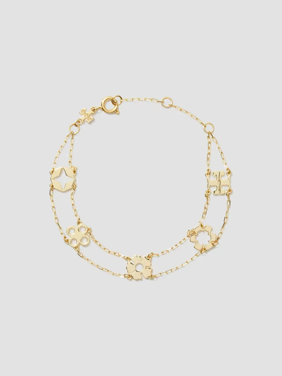 18K-Gold-Plated Double-Chain Charm Bracelet by Tory Burch