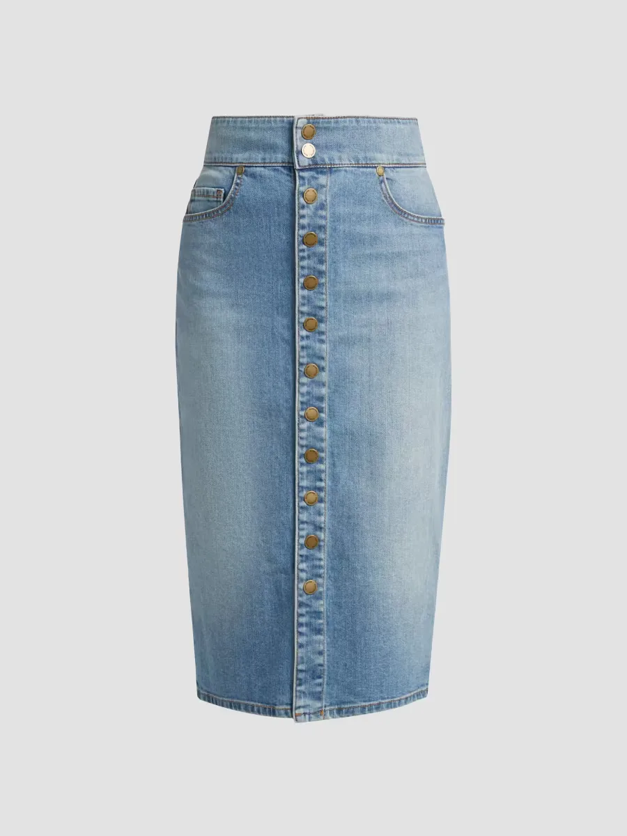 Karter Stretch Denim Midi-Skirt by Ramy Brook
