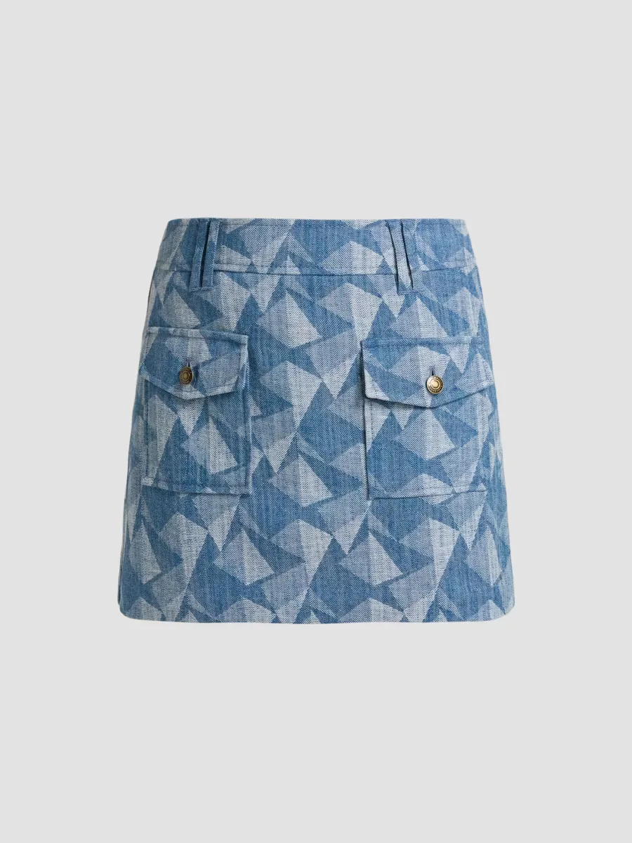 Kory Geometric Denim Miniskirt by Ramy Brook