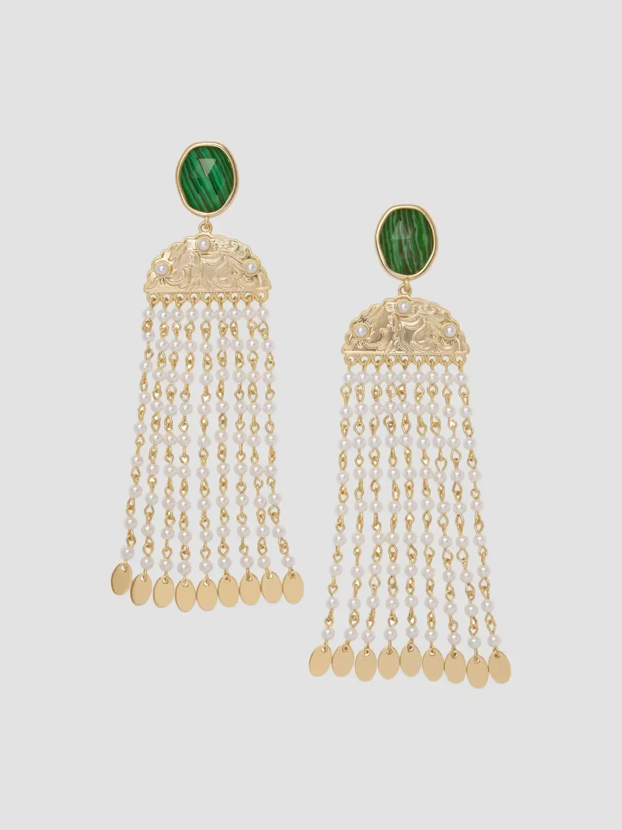 Stone Charm Marcia Goldtone, Glass Stone & Imitation Pearl Drop Earrings by Ramy Brook