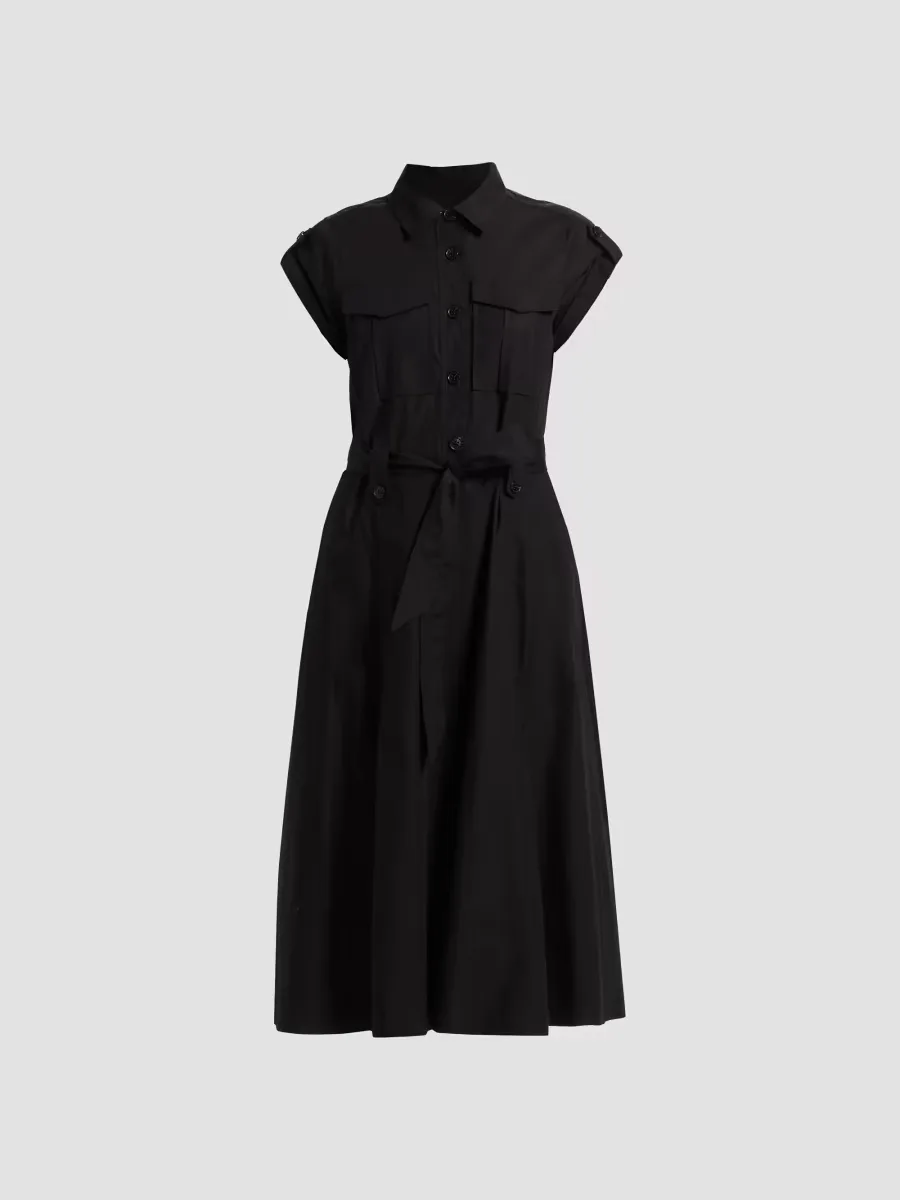 Kayla Belted Cotton Midi-Dress by Derek Lam