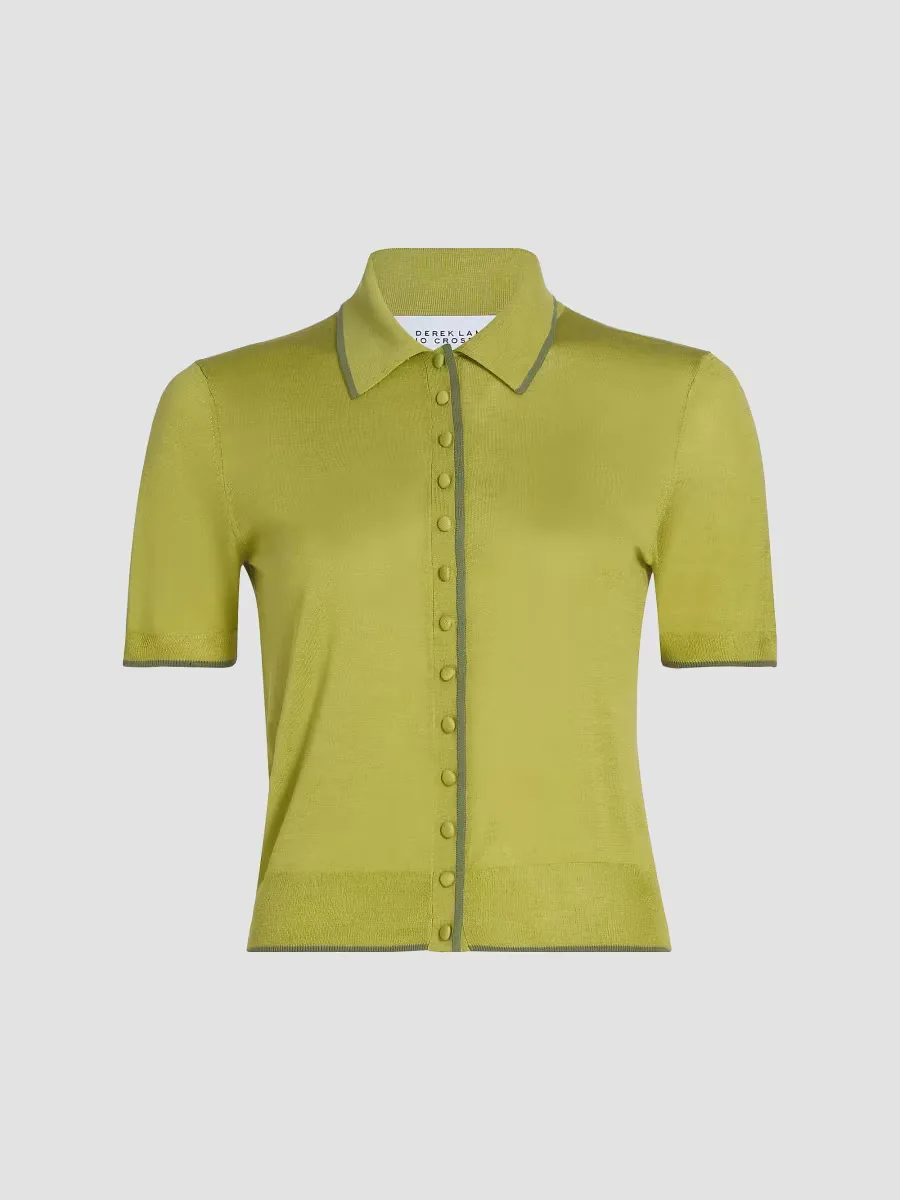 Dorella Featherweight Silk-Cotton Polo Top by Derek Lam