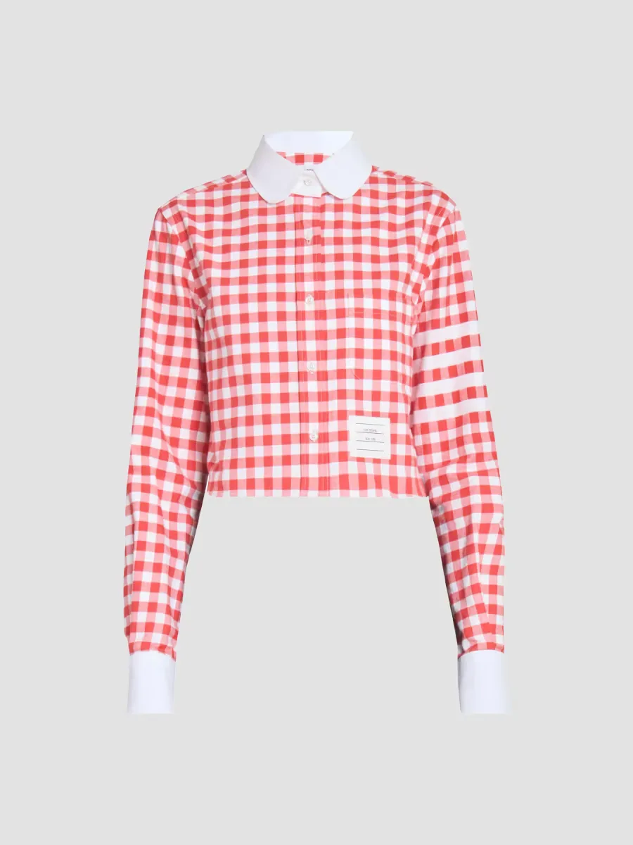 Gingham Checked Cotton Crop Shirt by Thom Browne