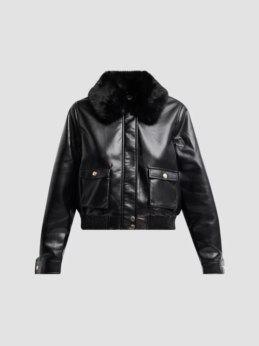 Esther Faux Leather Bomber Jacket by Generation Love