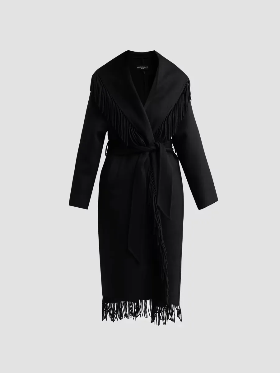 Jenny Wool-Blend Fringe Coat