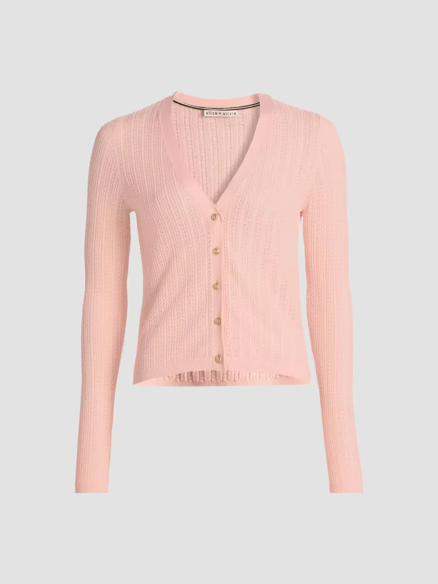 Gwen Slim V-Neck Cardigan by Alice + Olivia