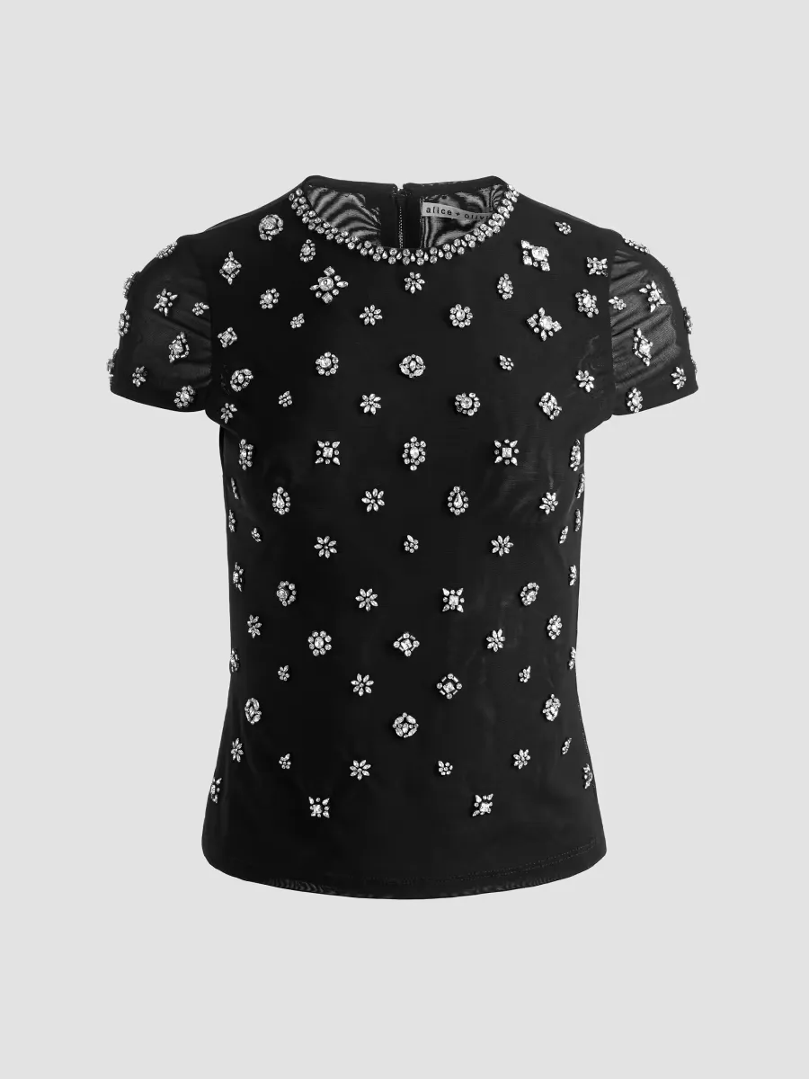 Tess Crystal-Embellished T-Shirt by Alice + Olivia