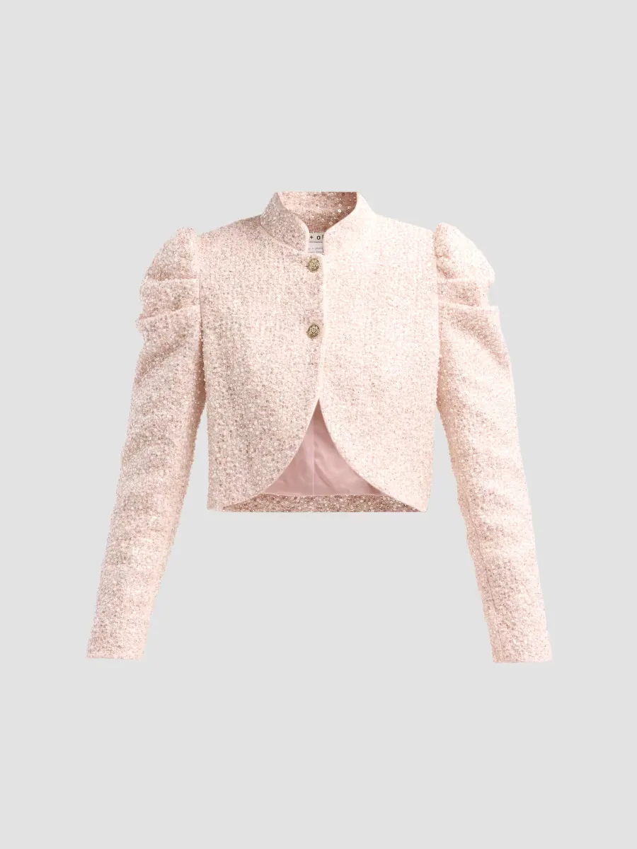 Ilaria Embell Tweed Cropped Jacket by Alice + Olivia