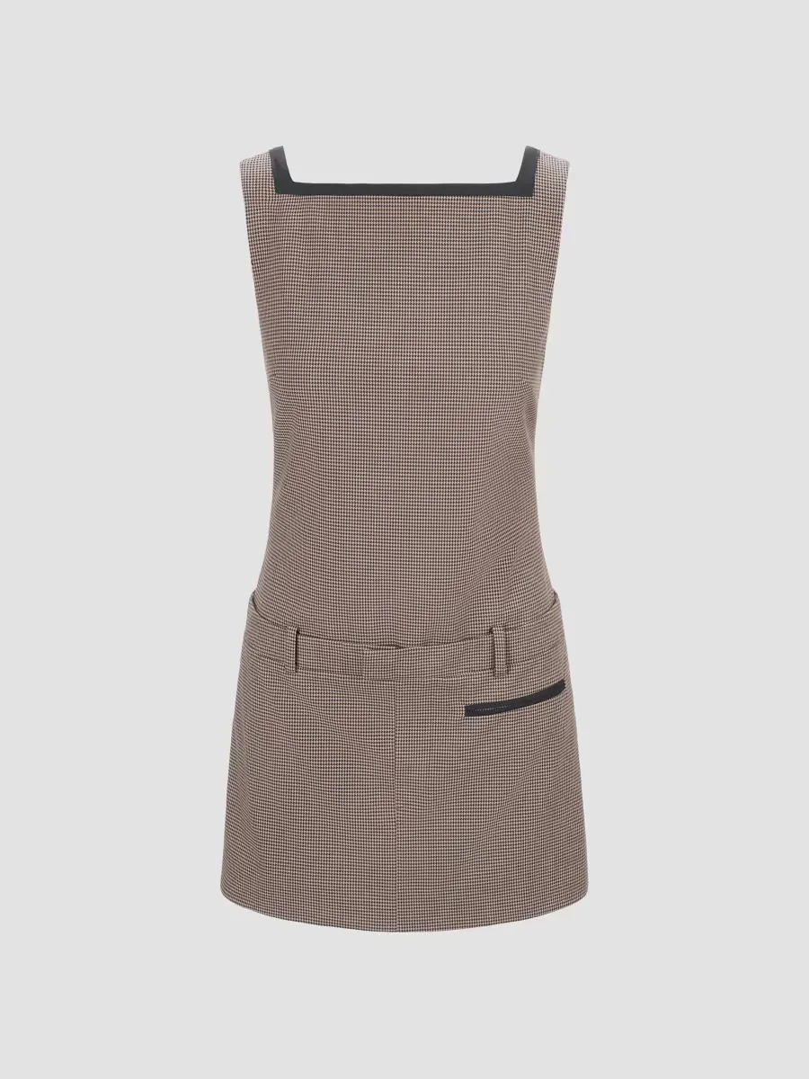 Skyla Houndstooth Square Neck Minidress by STAUD