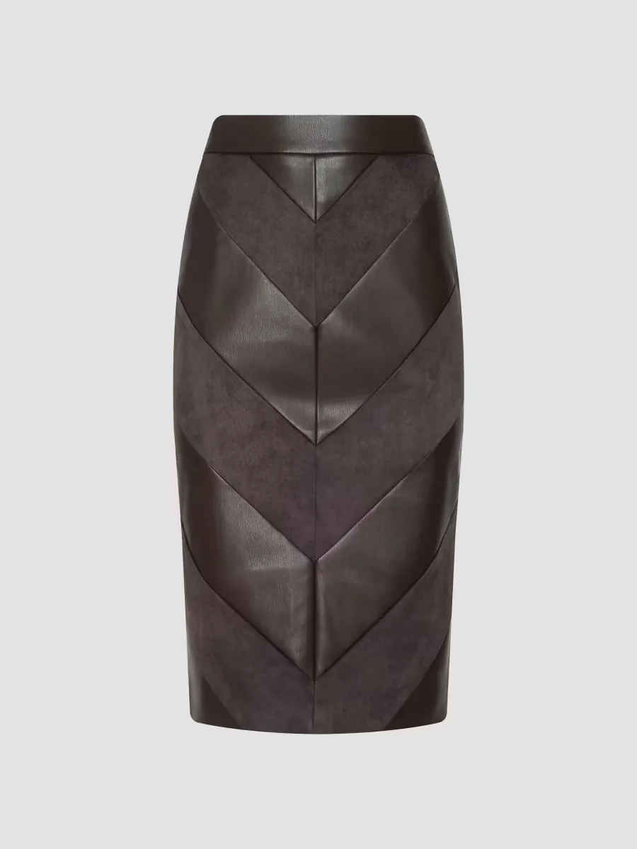 Erma Patchwork Faux-Leather Midi-Skirt by L'AGENCE