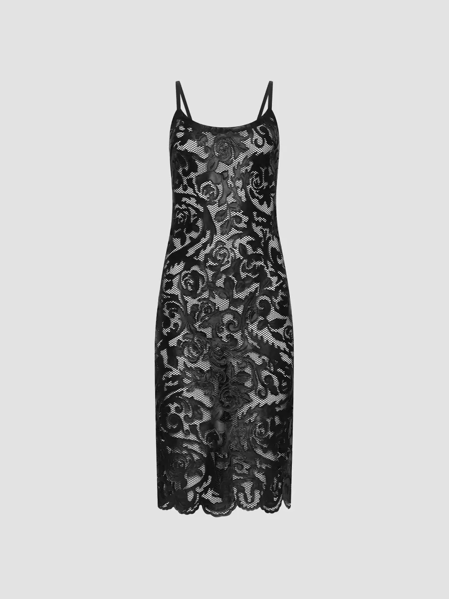 Kazuko Laser-Cut Sleeveless Mesh Midi-Dress by L'AGENCE